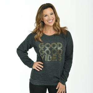 Good Good Vibes Crew Sweater - InspiredLivingBeauty